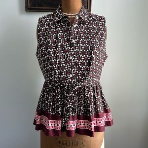 Burgundy print Kate spade blouse